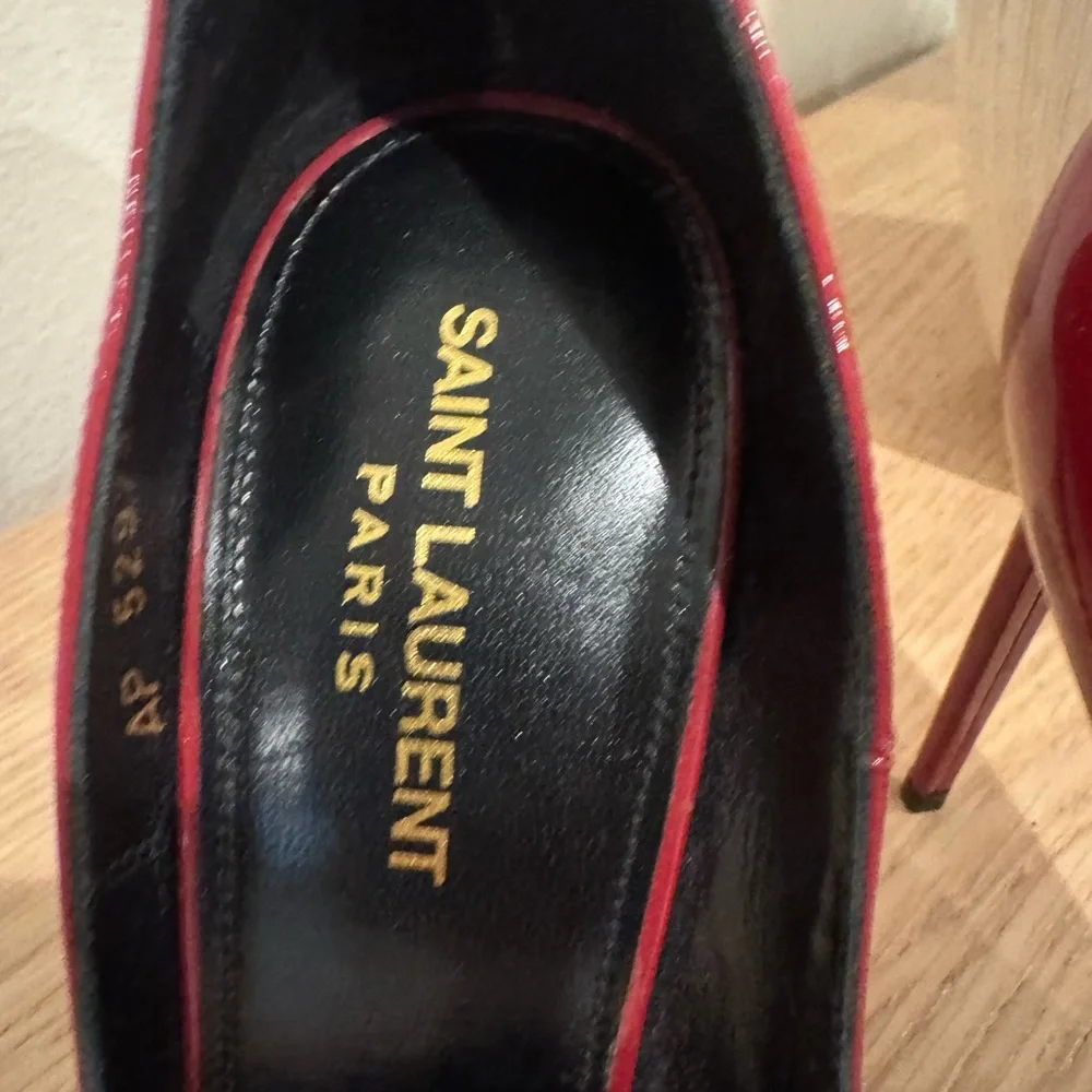 Saint Laurent Burgundy Patent Pointed-Toe Pumps - Picture 9 of 14